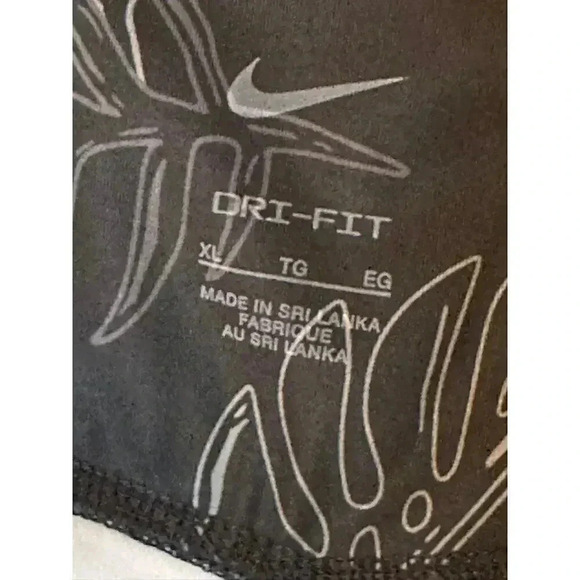 NIKE Women's Dri-Fit Mid-Rise 7/8 Leggings Black with Palm/Leaf Pattern - XL‎ - Picture 7 of 8